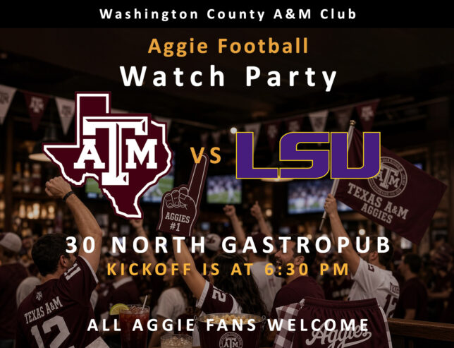 Washington County A&M Club Football Watch Party LSU 2026